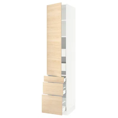 Ikea Sektion / Maximera High Cabinet With Door/3 Fronts/5 Drawers, White/askersund Light Ash Effect, 18x2