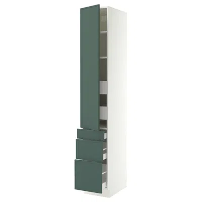 Ikea Sektion / Maximera High Cabinet With Door/3 Fronts/5 Drawers, White/aspudden Dark Gray-green, 15x24x