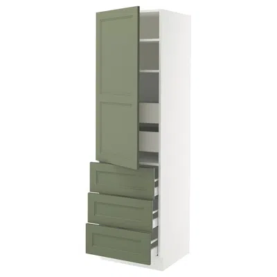 Ikea Sektion / Maximera High Cabinet With Door/3 Fronts/5 Drawers, White/axstad Gray-green, 24x24x80 "