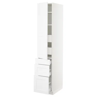Ikea Sektion / Maximera High Cabinet With Door/3 Fronts/5 Drawers, White/axstad Matte White, 15x24x80 "