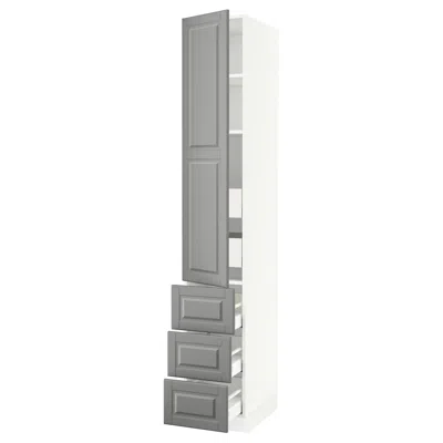Ikea Sektion / Maximera High Cabinet With Door/3 Fronts/5 Drawers, White/bodbyn Gray, 15x24x90 "