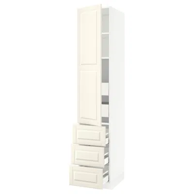 Ikea Sektion / Maximera High Cabinet With Door/3 Fronts/5 Drawers, White/bodbyn Off-white, 18x24x90 "