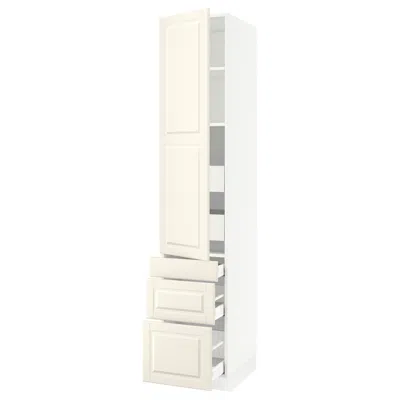 Ikea Sektion / Maximera High Cabinet With Door/3 Fronts/5 Drawers, White/bodbyn Off-white, 18x24x90 "