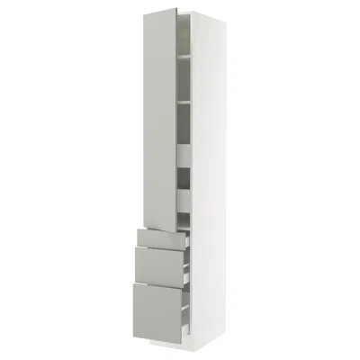 Ikea Sektion / Maximera High Cabinet With Door/3 Fronts/5 Drawers, White/havstorp Light Gray, 15x24x90 "