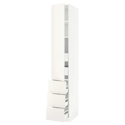 Ikea Sektion / Maximera High Cabinet With Door/3 Fronts/5 Drawers, White/veddinge White, 15x24x90 "