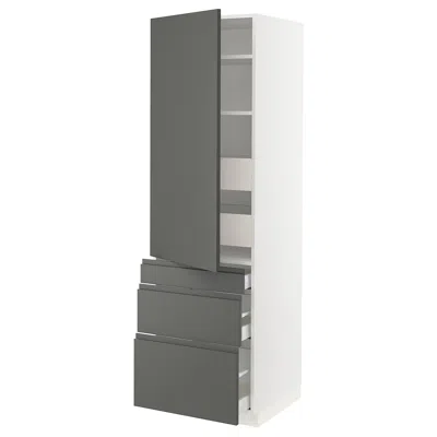 Ikea Sektion / Maximera High Cabinet With Door/3 Fronts/5 Drawers, White/voxtorp Dark Gray, 24x24x80 "