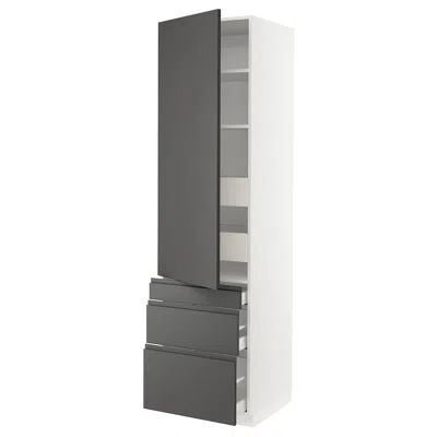 Ikea Sektion / Maximera High Cabinet With Door/3 Fronts/5 Drawers, White/voxtorp Dark Gray, 24x24x90 "