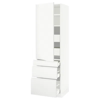 Ikea Sektion / Maximera High Cabinet With Door/3 Fronts/5 Drawers, White/voxtorp Matte White, 24x24x80 "
