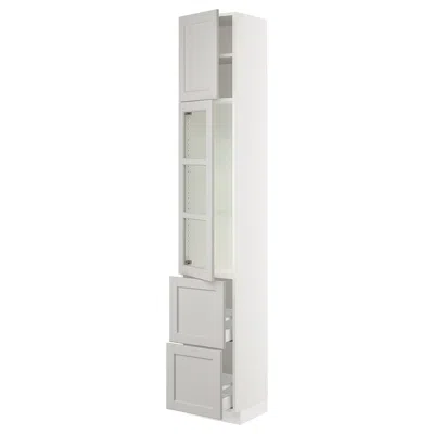 Ikea Sektion / Maximera High Cabinet With Glass Door/2 Drawers/1 Door, White/lerhyttan Light Gray, 15x15x