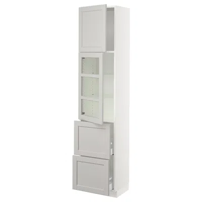 Ikea Sektion / Maximera High Cabinet With Glass Door/2 Drawers/1 Door, White/lerhyttan Light Gray, 18x15x