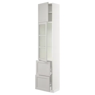Ikea Sektion / Maximera High Cabinet With Glass Door/2 Drawers/1 Door, White/lerhyttan Light Gray, 18x15x