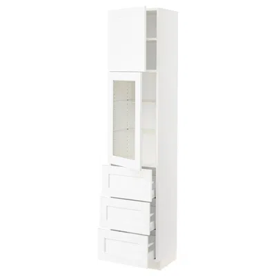Ikea Sektion / Maximera High Cabinet With Glass Door/3 Drawerrs/1 Door, White Enköping/white Wood Effect,