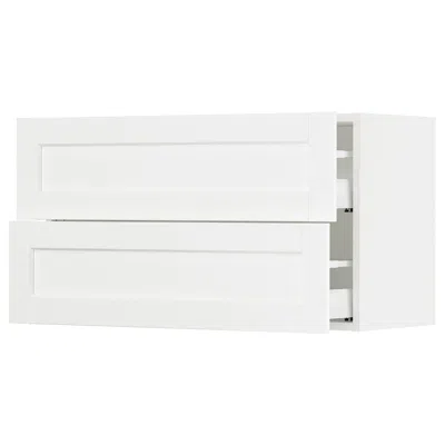 Ikea Sektion / Maximera Wall Cabinet With 2 Drawers, White Enköping/white Wood Effect, 36x15x20 "