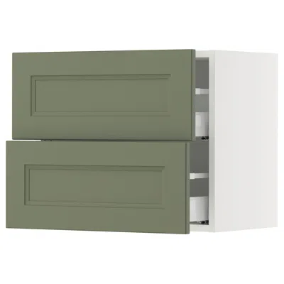 Ikea Sektion / Maximera Wall Cabinet With 2 Drawers, White/axstad Gray-green, 24x15x20 "