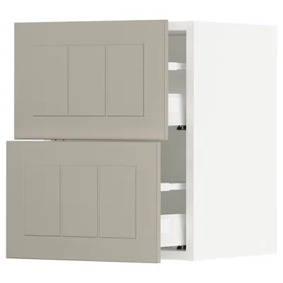 Ikea Sektion / Maximera Wall Cabinet With 2 Drawers, White/stensund Beige, 15x15x20 " In Gray