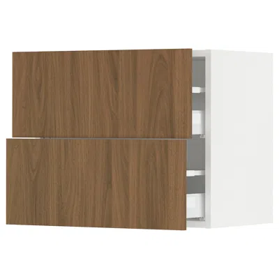 Ikea Sektion / Maximera Wall Cabinet With 2 Drawers, White/tistorp Brown Walnut Effect, 24x15x20 "