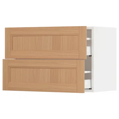 Ikea Sektion / Maximera Wall Cabinet With 2 Drawers, White/vedhamn Oak, 30x15x20 " In Brown