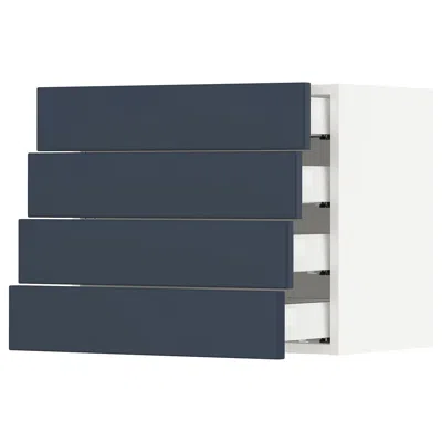 Ikea Sektion / Maximera Wall Cabinet With 4 Drawers, White Axstad/matte Blue, 24x15x20 "