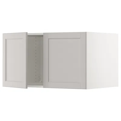 Ikea Sektion Top Cabinet For Fridge/freezer With 2 Doors, White/lerhyttan Light Gray, 36x24x20 "