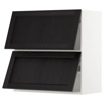 Ikea Sektion Wall Cabinet Horizontal With 2 Doors, White/lerhyttan Black Stained, 30x15x30 "
