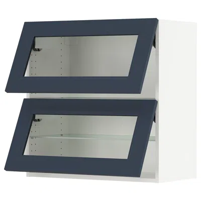 Ikea Sektion Wall Cabinet Horizontal With 2 Glass Doors, White Axstad/matte Blue, 30x15x30 "