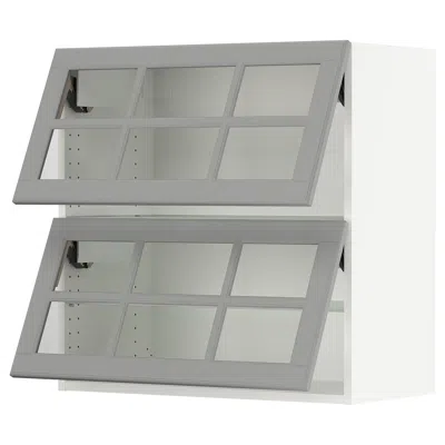 Ikea Sektion Wall Cabinet Horizontal With 2 Glass Doors, White/bodbyn Gray, 30x15x30 "
