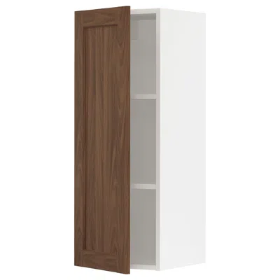 Ikea Sektion Wall Cabinet, White Enköping/brown Walnut Effect, 15x15x40 "