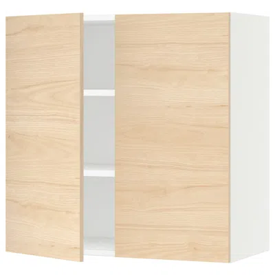 Ikea Sektion Wall Cabinet With 2 Doors, White/askersund Light Ash Effect, 30x15x30 " In Brown