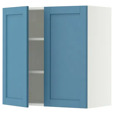 Ikea Sektion Wall Cabinet With 2 Doors, White/lerhyttan Blue, 30x15x30 "