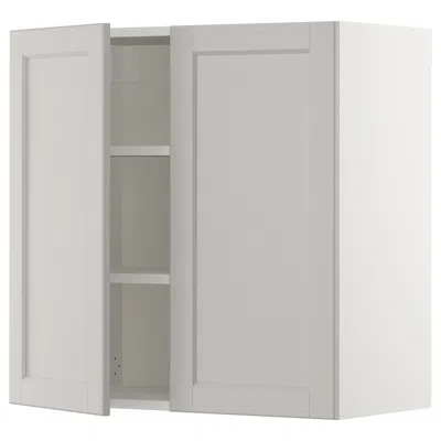 Ikea Sektion Wall Cabinet With 2 Doors, White/lerhyttan Light Gray, 30x15x30 "
