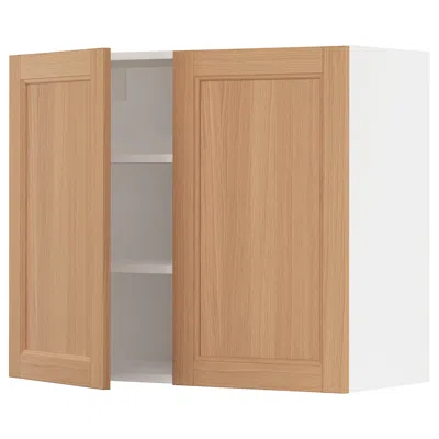 Ikea Sektion Wall Cabinet With 2 Doors, White/vedhamn Oak, 36x15x30 "