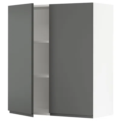 Ikea Sektion Wall Cabinet With 2 Doors, White/voxtorp Dark Gray, 36x15x40 "
