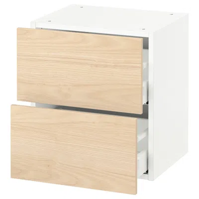 Ikea Sektion Wall Cabinet With 2 Drawers, White Maximera/askersund Light Ash Effect, 18x15x20 "