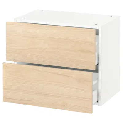 Ikea Sektion Wall Cabinet With 2 Drawers, White Maximera/askersund Light Ash Effect, 24x15x20 " In Nude