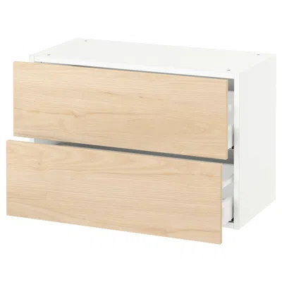 Ikea Sektion Wall Cabinet With 2 Drawers, White Maximera/askersund Light Ash Effect, 30x15x20 "