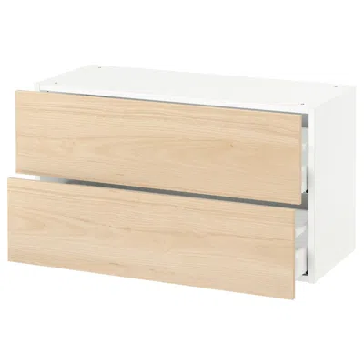 Ikea Sektion Wall Cabinet With 2 Drawers, White Maximera/askersund Light Ash Effect, 36x15x20 "