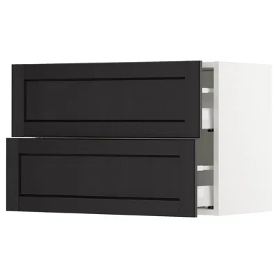 Ikea Sektion Wall Cabinet With 2 Drawers, White Maximera/lerhyttan Black Stained, 30x15x20 "