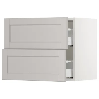 Ikea Sektion Wall Cabinet With 2 Drawers, White Maximera/lerhyttan Light Gray, 24x15x20 "