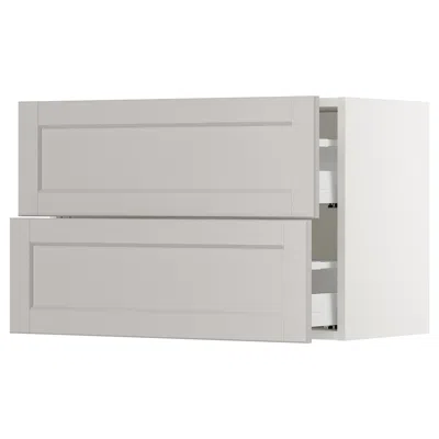 Ikea Sektion Wall Cabinet With 2 Drawers, White Maximera/lerhyttan Light Gray, 30x15x20 "