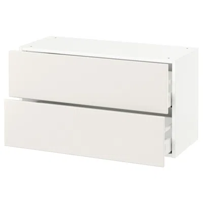 Ikea Sektion Wall Cabinet With 2 Drawers, White Maximera/veddinge White, 36x15x20 "