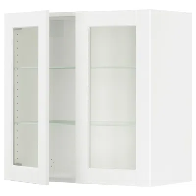 Ikea Sektion Wall Cabinet With 2 Glass Doors, White Enköping/white Wood Effect, 30x15x30 "
