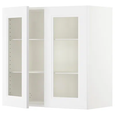Ikea Sektion Wall Cabinet With 2 Glass Doors, White/axstad Matte White, 30x15x30 "
