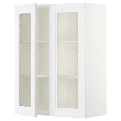 Ikea Sektion Wall Cabinet With 2 Glass Doors, White/axstad Matte White, 30x15x40 "