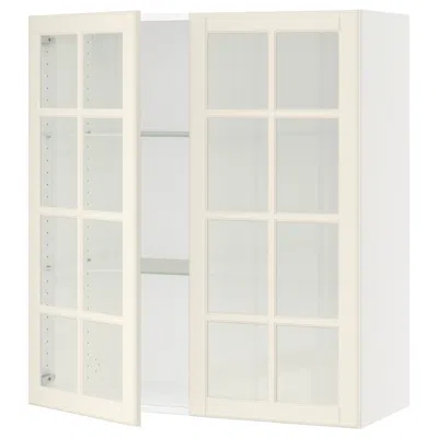 Ikea Sektion Wall Cabinet With 2 Glass Doors, White/bodbyn Off-white, 36x15x40 "