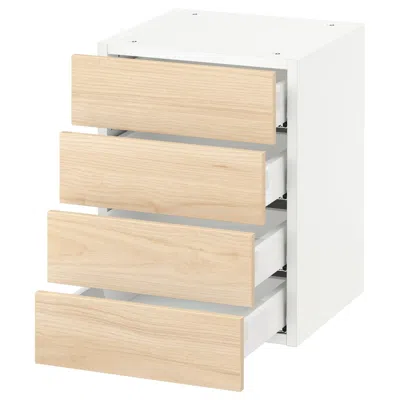 Ikea Sektion Wall Cabinet With 4 Drawers, White Maximera/askersund Light Ash Effect, 15x15x20 "