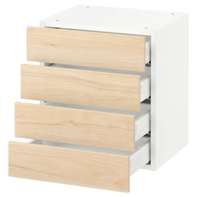 Ikea Sektion Wall Cabinet With 4 Drawers, White Maximera/askersund Light Ash Effect, 18x15x20 "