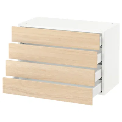 Ikea Sektion Wall Cabinet With 4 Drawers, White Maximera/askersund Light Ash Effect, 30x15x20 "