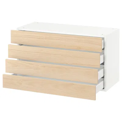 Ikea Sektion Wall Cabinet With 4 Drawers, White Maximera/askersund Light Ash Effect, 36x15x20 "