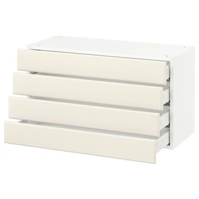 Ikea Sektion Wall Cabinet With 4 Drawers, White Maximera/bodbyn Off-white, 36x15x20 "