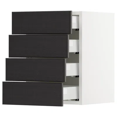 Ikea Sektion Wall Cabinet With 4 Drawers, White Maximera/lerhyttan Black Stained, 15x15x20 "
